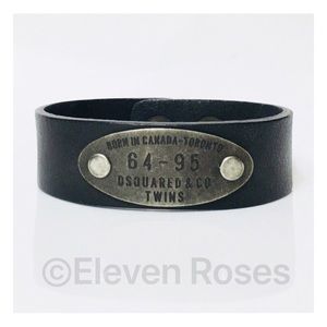 Dsquared Black Leather Cuff Bracelet